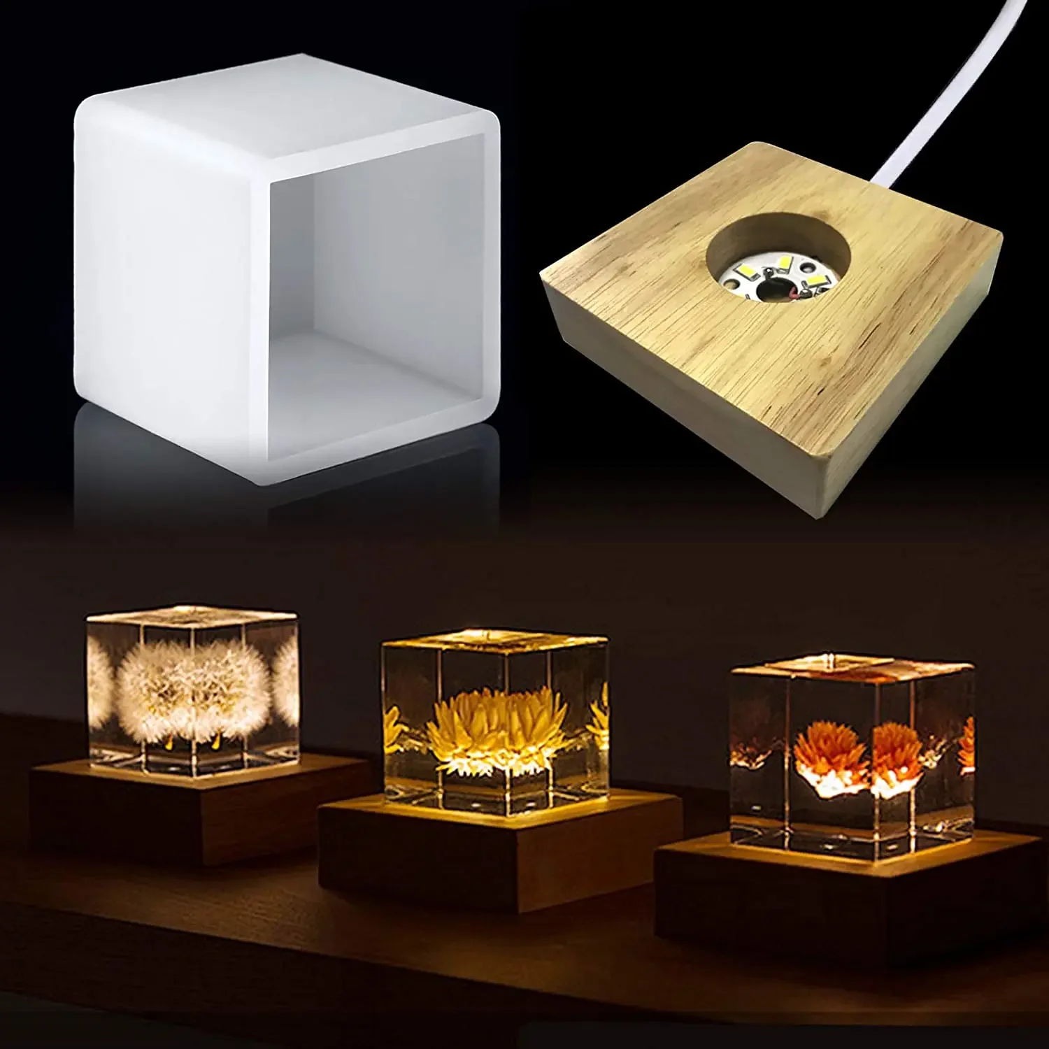 Resin Art Stand - Квадратная легкая форма из смолы, светодиодные
