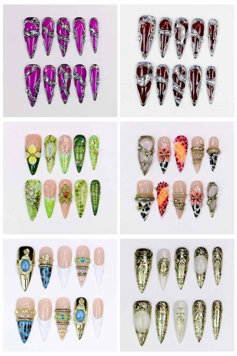 Resin Art And Design - 10 шт. длинных накладных ногтей-стилетов с