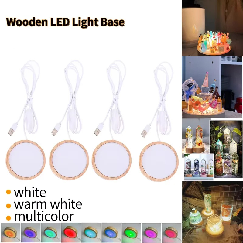 Resin Art Stand - Деревянная подставка для 3D-светильников LED, USB-держатель
