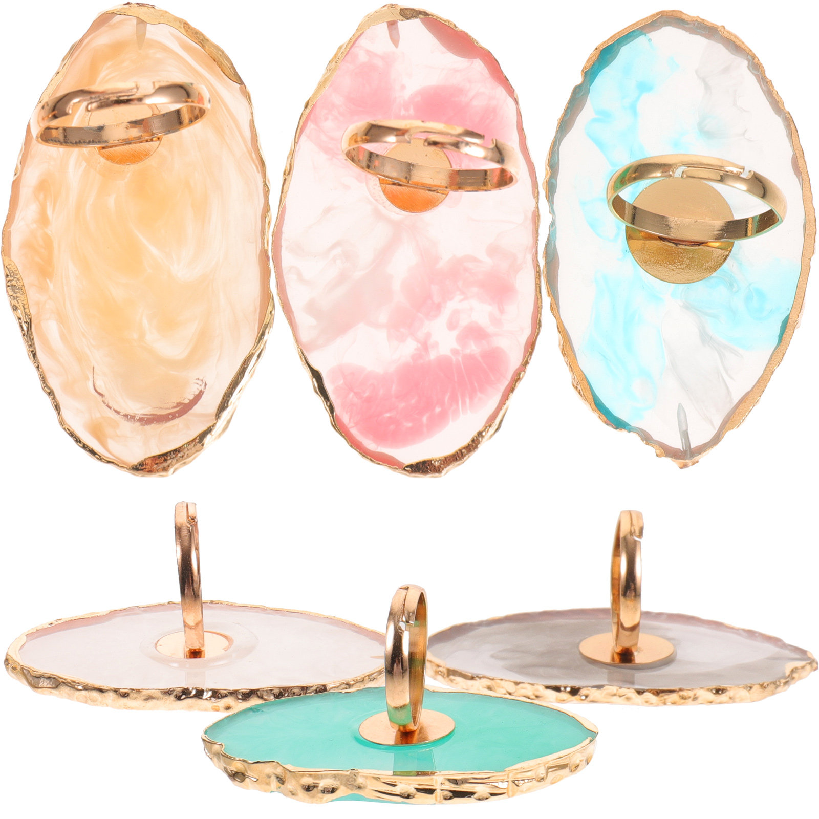 Resin Art Ring Design - Набор из 6 портативных колец-палитр для