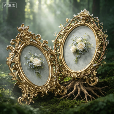 Resin Art Wedding Gift - Ретро-золотая овальная фоторамка из смолы для